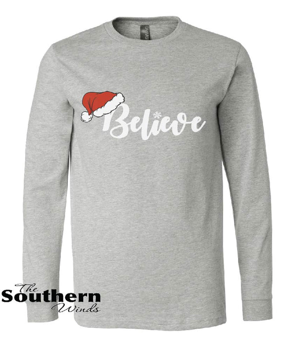 Believe - Santa Hat - Christmas Spirit Shirt | The Southern Winds